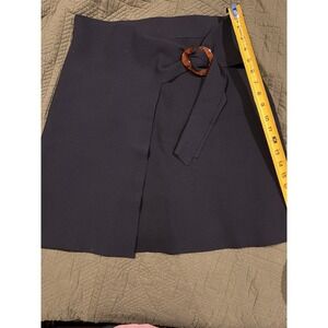 Sandro Paris Women's Skirt Size 3 Navy With Tortoise Shell Clip